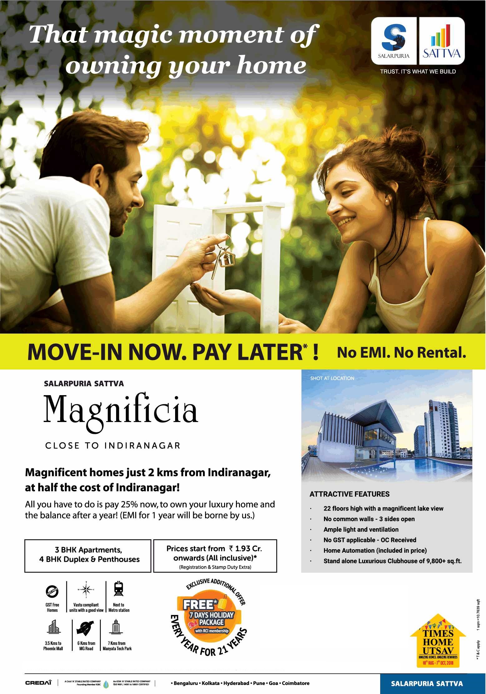 Book 3, 4 duplex & penthouses at Rs.1.93 Cr. at Salarpuria Sattva Magnificia in Bangalore Update